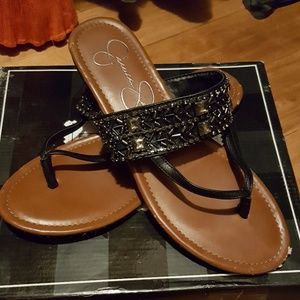 Black beaded strappy sandle